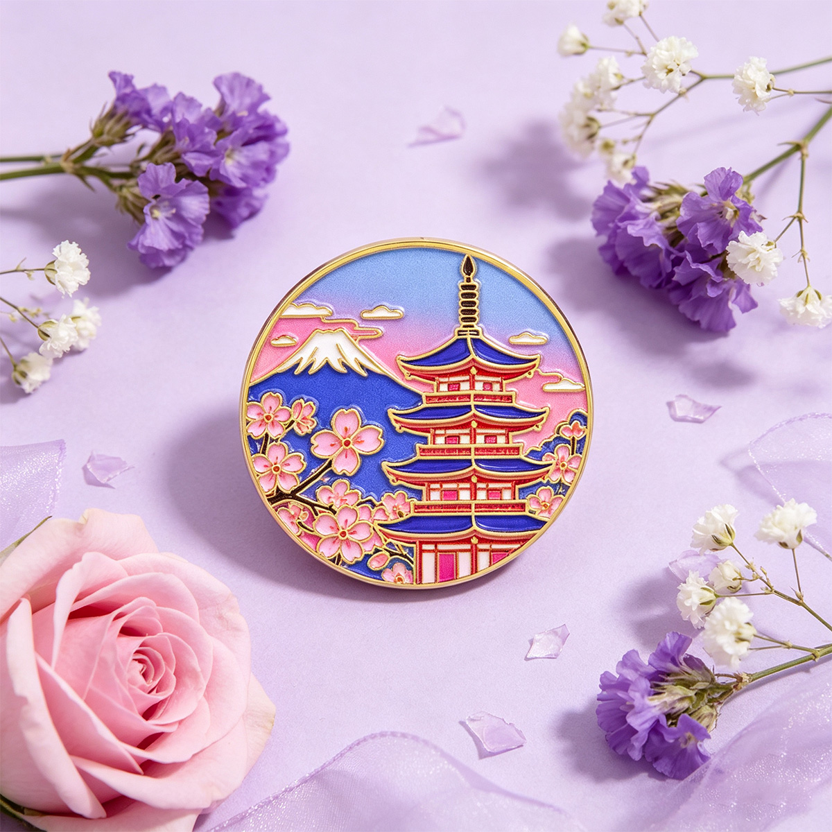 Épinglette en émail Fleur de c - Travel Accessories In Japan avis et prix