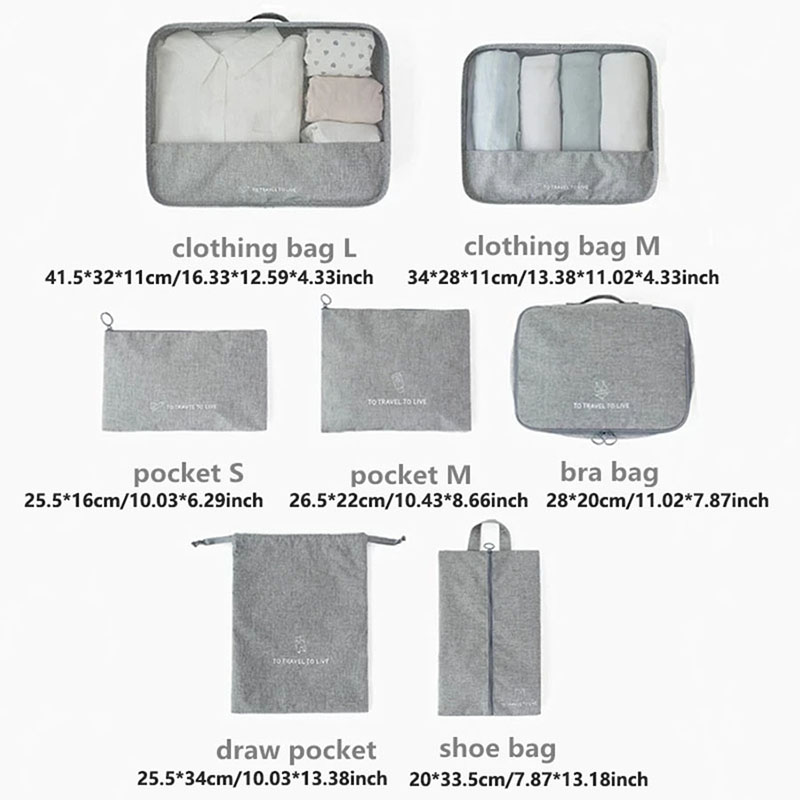 Ensemble de 7 cubes de rangeme - Travel Accessories Kit For Women avis et prix